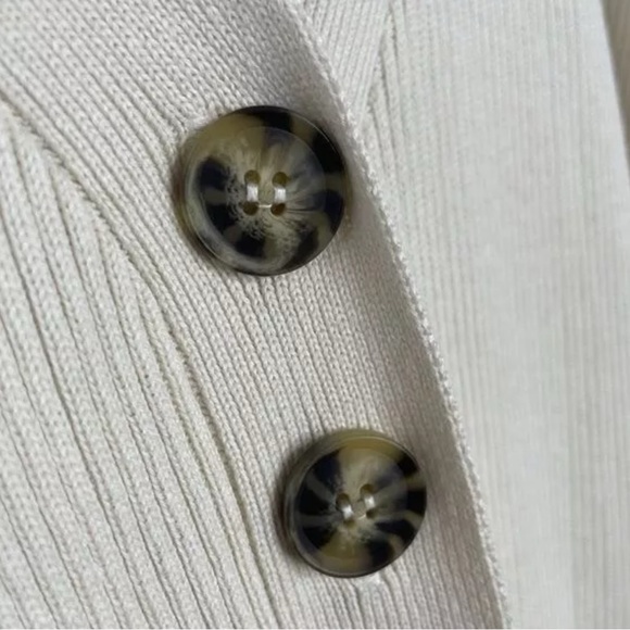 Eloquii Beige Long Sleeve Button Front Ribbed Sweater Knit Jumpsuit - Picture 10 of 12